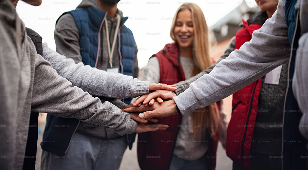 People joining hands